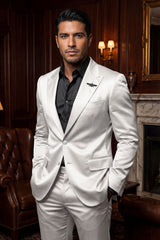 Barabas Wholesale Men's Solid Color Satin Metallic Shine Luxury Blazer 2BL1010 White