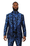 BARABAS Men's Paisley Shawl Lapel Luxury Blazer 2BL3101 Royal Black