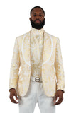 BARABAS Men's Paisley Shawl Lapel Luxury Blazer 2BL3101 White Gold