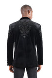 BARABAS Wholesale Men's Jewels Rhinestone Studs Peak Lapel Velvet Blazer 2BLR2 Black Black