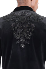 BARABAS Wholesale Men's Jewels Rhinestone Studs Peak Lapel Velvet Blazer 2BLR2 Black Black