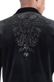 BARABAS Wholesale Men's Jewels Rhinestone Studs Peak Lapel Velvet Blazer 2BLR2 Black Black