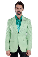 Barabas Wholesale Men's Rhinestone Matte Color Notch Lapel Casual Blazer 2BLR6 light Green