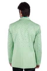 Barabas Wholesale Men's Rhinestone Matte Color Notch Lapel Casual Blazer 2BLR6 green