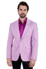 Barabas Wholesale Men's Rhinestone Matte Color Notch Lapel Casual Blazer 2BLR6 Light Purple