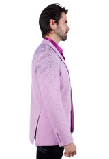 Barabas Wholesale Men's Rhinestone Matte Color Notch Lapel Casual Blazer 2BLR6 Light Purple