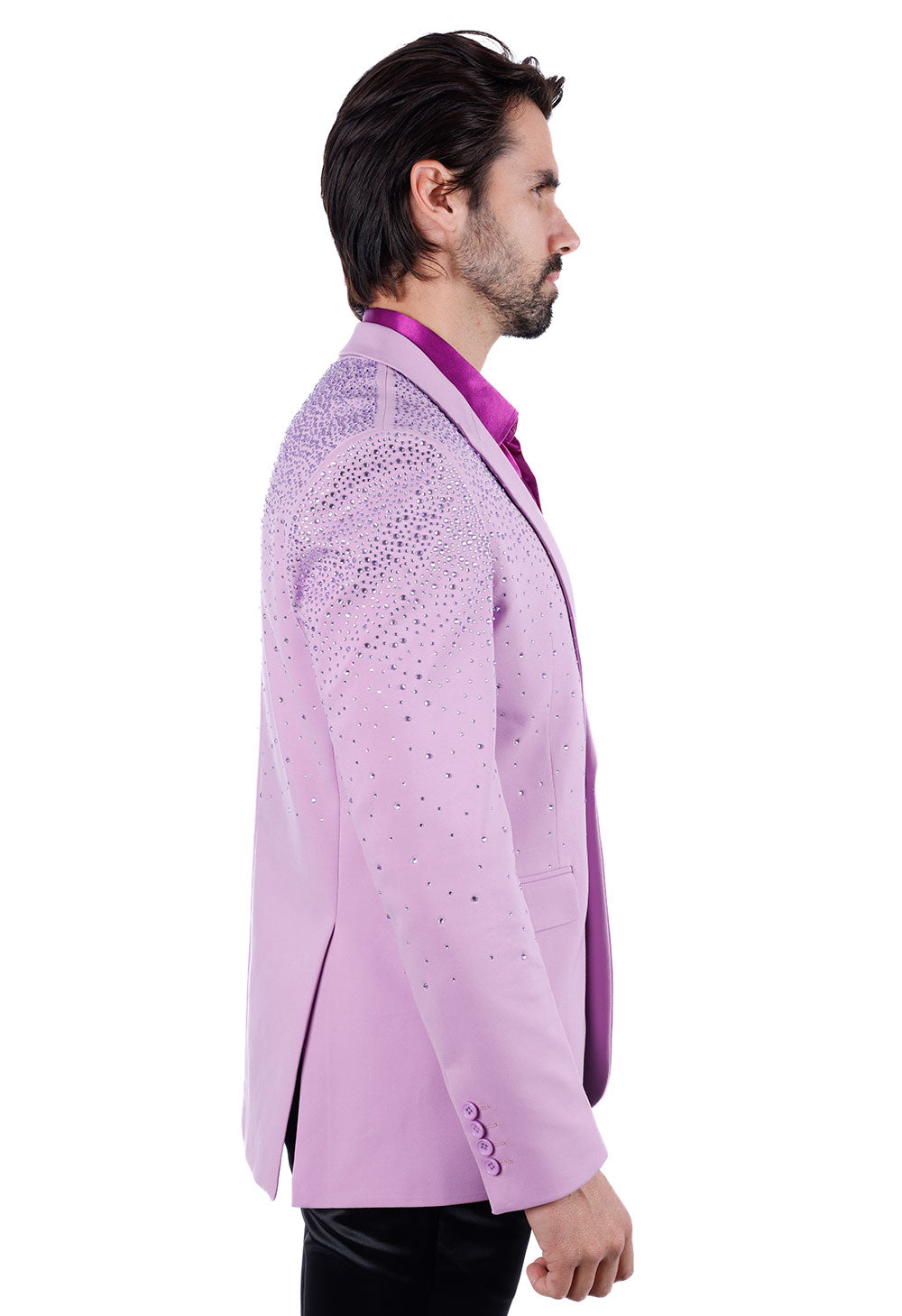 Barabas Wholesale Men's Rhinestone Matte Color Notch Lapel Casual Blazer 2BLR6 Light Purple