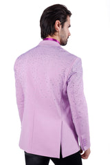 Barabas Wholesale Men's Rhinestone Matte Color Notch Lapel Casual Blazer 2BLR6 Light Purple