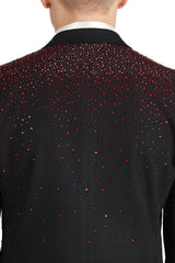 Barabas Wholesale Men's Rhinestone Matte Color Notch Lapel Casual Blazer 2BLR6 Black Red