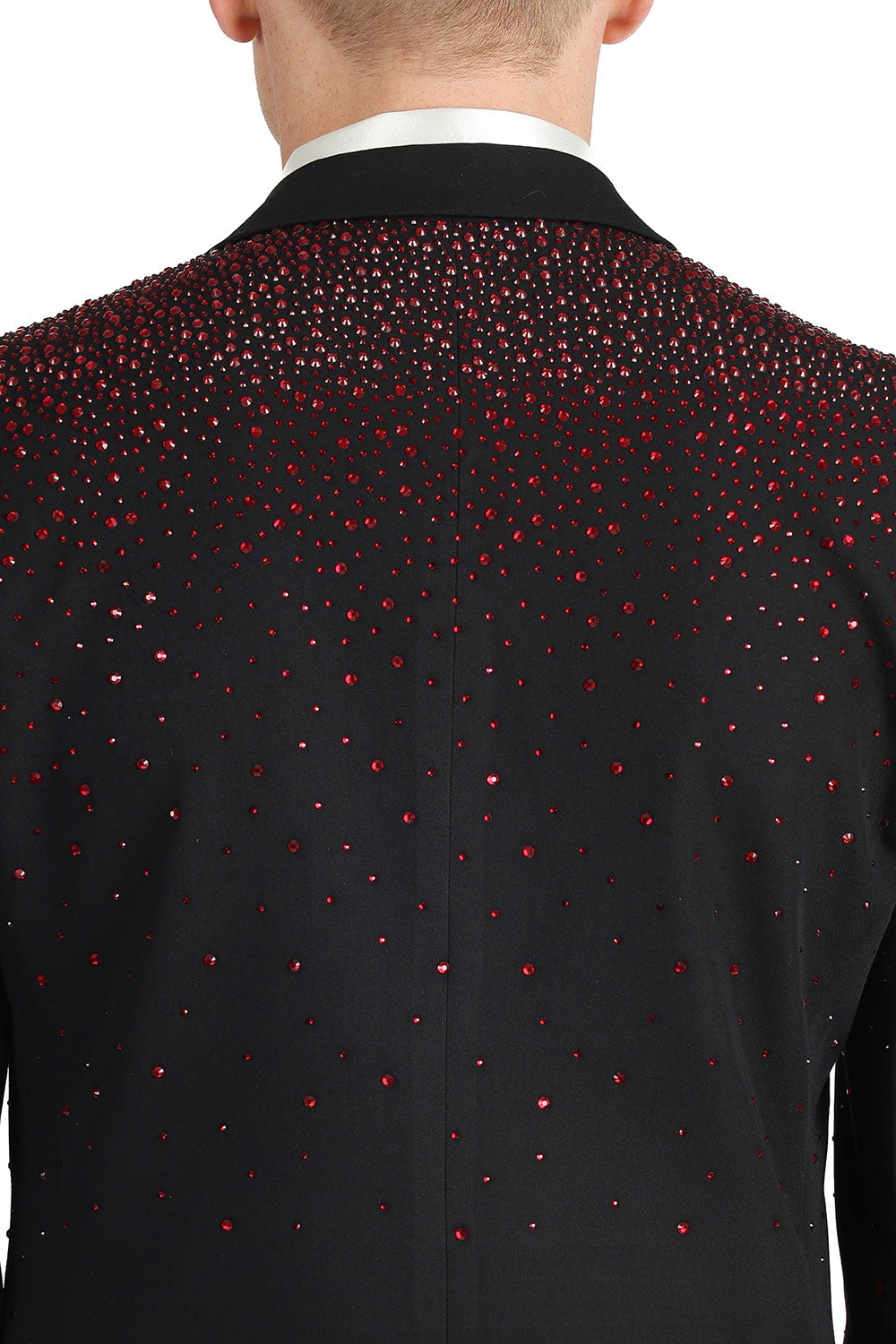Barabas Wholesale Men's Rhinestone Matte Color Notch Lapel Casual Blazer 2BLR6 Black Red