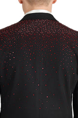 Barabas Wholesale Men's Rhinestone Matte Color Notch Lapel Casual Blazer 2BLR6 Black Red