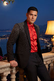 Barabas Wholesale Men's Rhinestone Solid Color Notch Lapel Blazer 2BLR6 Black Silver