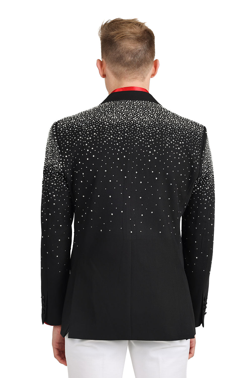 Barabas Wholesale Men's Rhinestone Solid Color Notch Lapel Blazer 2BLR6 Black Silver