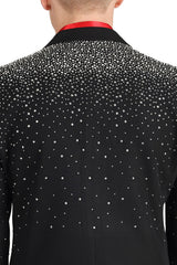 Barabas Wholesale Men's Rhinestone Solid Color Notch Lapel Blazer 2BLR6 Black Silver
