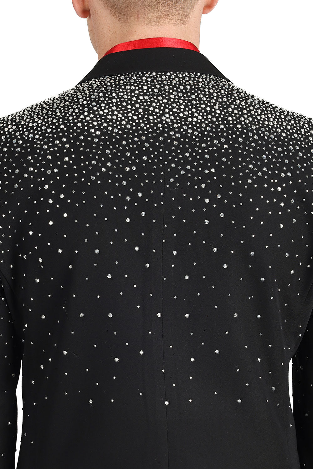 Barabas Wholesale Men's Rhinestone Solid Color Notch Lapel Blazer 2BLR6 Black Silver