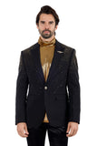 Barabas Wholesale Men's Rhinestone Solid Color Notch Lapel Blazer 2BLR6 Black Gold
