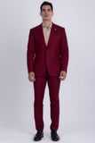Barabas Wholesale Men's Rhinestone Solid Color Notch Lapel Blazer 2BLR6 Cabernet