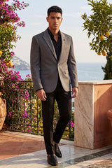 Barabas Wholesale Men's Rhinestone Matte Color Notch Lapel Casual Blazer 2BLR6 Grey Black