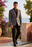 Barabas Wholesale Men's Rhinestone Matte Color Notch Lapel Casual Blazer 2BLR6 Grey Black