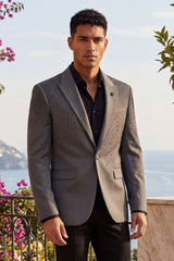 Barabas Wholesale Men's Rhinestone Matte Color Notch Lapel Casual Blazer 2BLR6 Grey Black