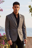 Barabas Wholesale Men's Rhinestone Matte Color Notch Lapel Casual Blazer 2BLR6 Grey Black