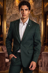 Barabas Wholesale Men's Rhinestone Solid Color Notch Lapel Blazer 2BLR6 Hunter Green