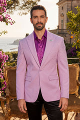 Barabas Wholesale Men's Rhinestone Solid Color Notch Lapel Blazer 2BLR6 Purple