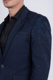 Barabas Wholesale Men's Rhinestone Matte Color Notch Lapel Casual Blazer 2BLR6 Navy
