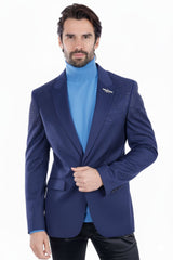 Barabas Wholesale Men's Rhinestone Matte Color Notch Lapel Casual Blazer 2BLR6 Navy 