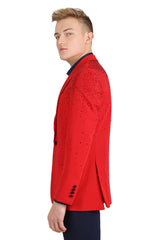 Barabas Wholesale Men's Rhinestone Solid Color Notch Lapel Blazer 2BLR6 Red