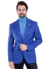 Barabas Wholesale Men's Rhinestone Matte Color Notch Lapel Casual Blazer 2BLR6 Blue