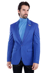 Barabas Wholesale Men's Rhinestone Matte Color Notch Lapel Casual Blazer 2BLR6 Blue