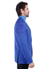Barabas Wholesale Men's Rhinestone Matte Color Notch Lapel Casual Blazer 2BLR6 Royal