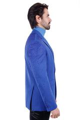 Barabas Wholesale Men's Rhinestone Matte Color Notch Lapel Casual Blazer 2BLR6 Royal
