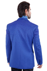 Barabas Wholesale Men's Rhinestone Matte Color Notch Lapel Casual Blazer 2BLR6 Royal