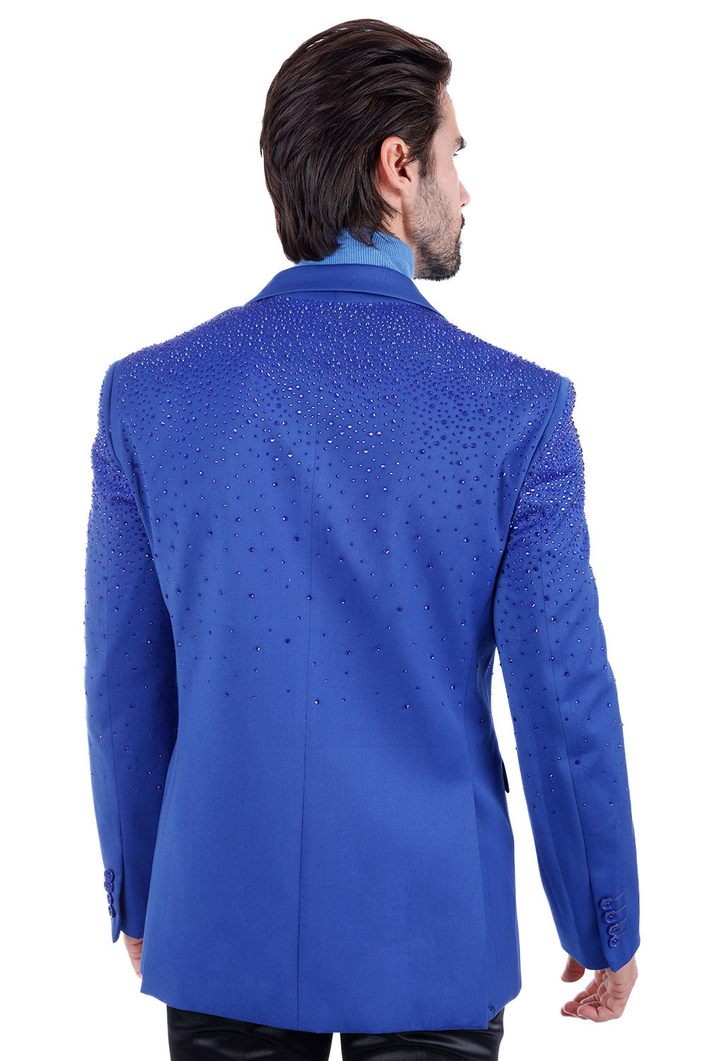 Barabas Wholesale Men's Rhinestone Matte Color Notch Lapel Casual Blazer 2BLR6 Royal
