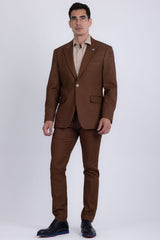 Barabas Wholesale Men's Rhinestone Solid Color Notch Lapel Blazer 2BLR6 Sephia