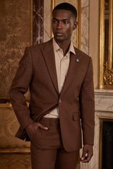 Barabas Wholesale Men's Rhinestone Solid Color Notch Lapel Blazer 2BLR6 Sepia