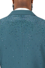 Barabas Wholesale Men's Rhinestone Solid Color Notch Lapel Blazer 2BLR6 Teal