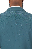 Barabas Wholesale Men's Rhinestone Solid Color Notch Lapel Blazer 2BLR6 Teal