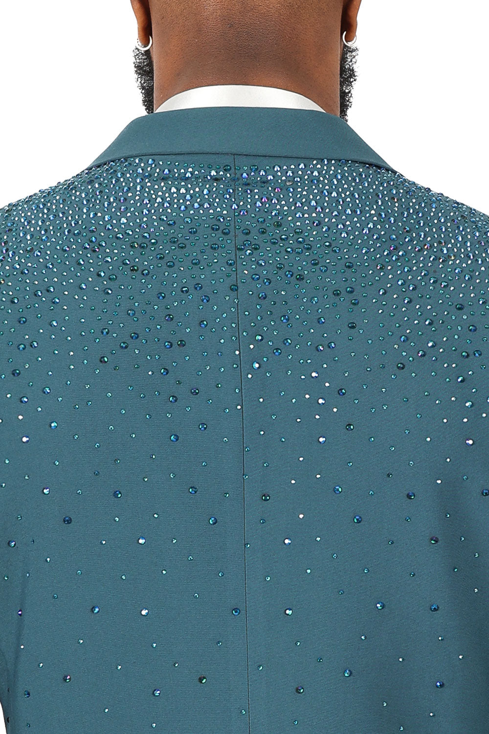 Barabas Wholesale Men's Rhinestone Solid Color Notch Lapel Blazer 2BLR6 Teal