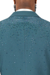 Barabas Wholesale Men's Rhinestone Solid Color Notch Lapel Blazer 2BLR6 Teal