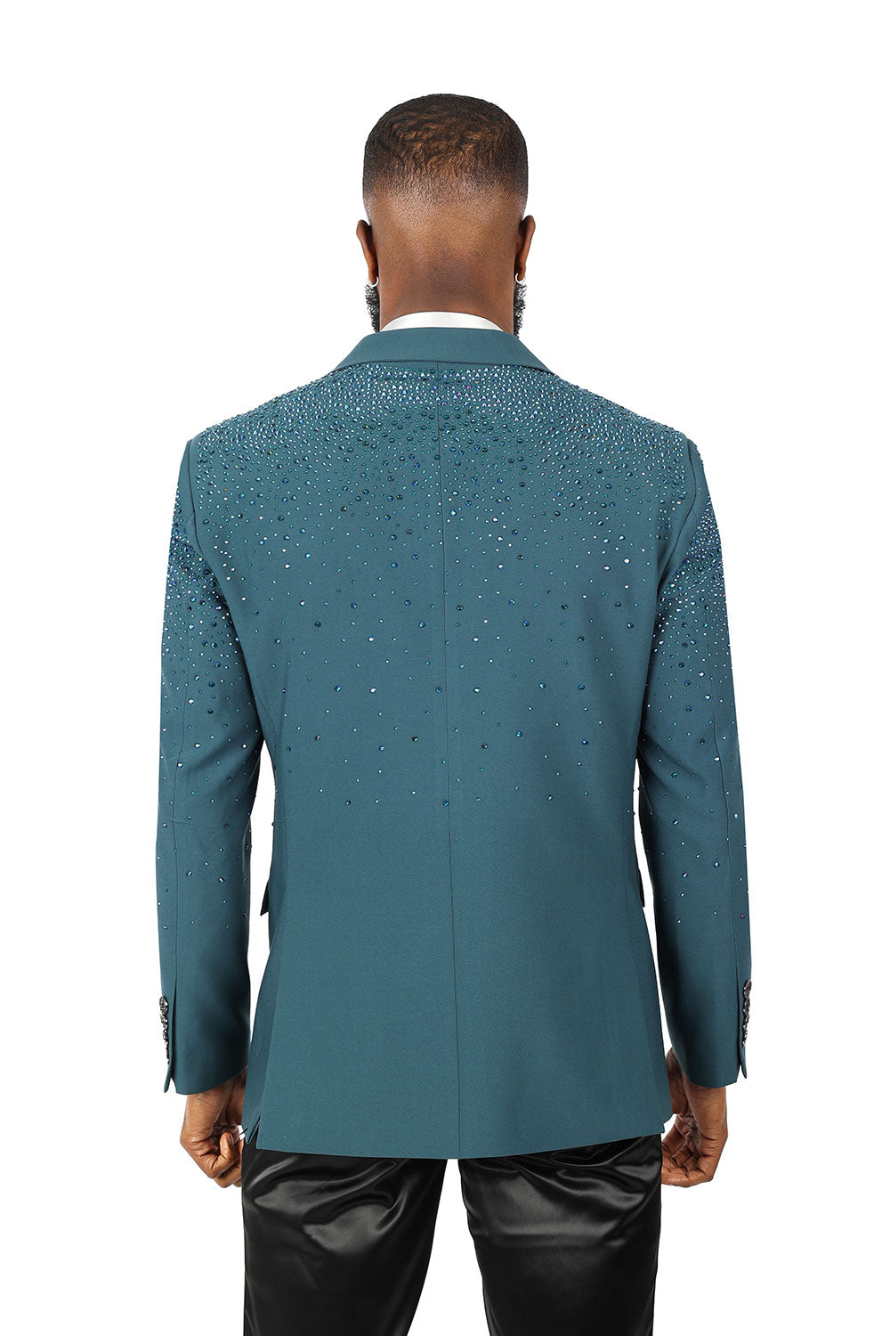 Barabas Wholesale Men's Rhinestone Solid Color Notch Lapel Blazer 2BLR6 Teal