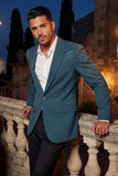 Barabas Wholesale Men's Rhinestone Solid Color Notch Lapel Blazer 2BLR6 Teal