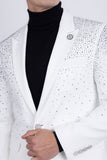 Barabas Wholesale Men's Rhinestone Solid Color Notch Lapel Blazer 2BLR6 White Silver