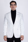 Barabas Wholesale Men's Rhinestone Solid Color Notch Lapel Blazer 2BLR6 White Silver