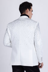 Barabas Wholesale Men's Rhinestone Matte Color Notch Lapel Casual Blazer 2BLR6 White