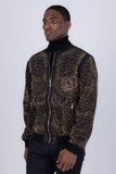BARABAS Men's Geometric Rhinestone Luxury Bomber Biker Jacket 2BP26 Black Gold