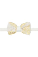 Barabas Wholesale Men's Paisley Pattern Design Bow Tie 2BW3101 White Gold