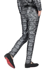 Barabas Men's Floral Rose Shiny Metallic Dress Pants 2CP03 Gray